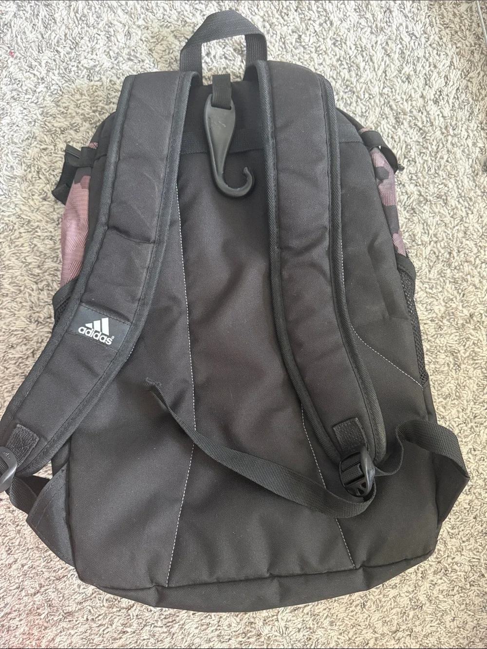 adidas Black Backpack with Purple Camo Panels